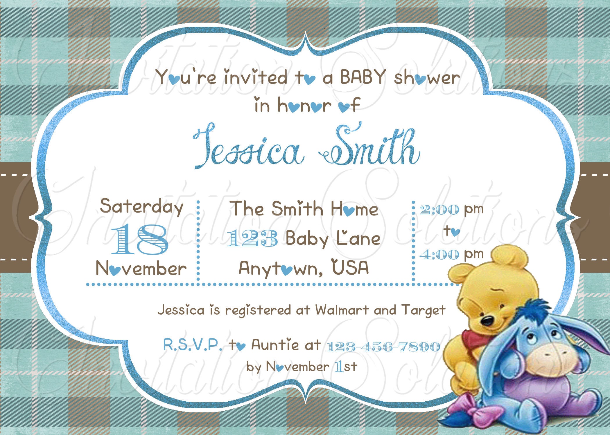 Winnie The Pooh Baby Shower Invitation Pooh Bear Shower