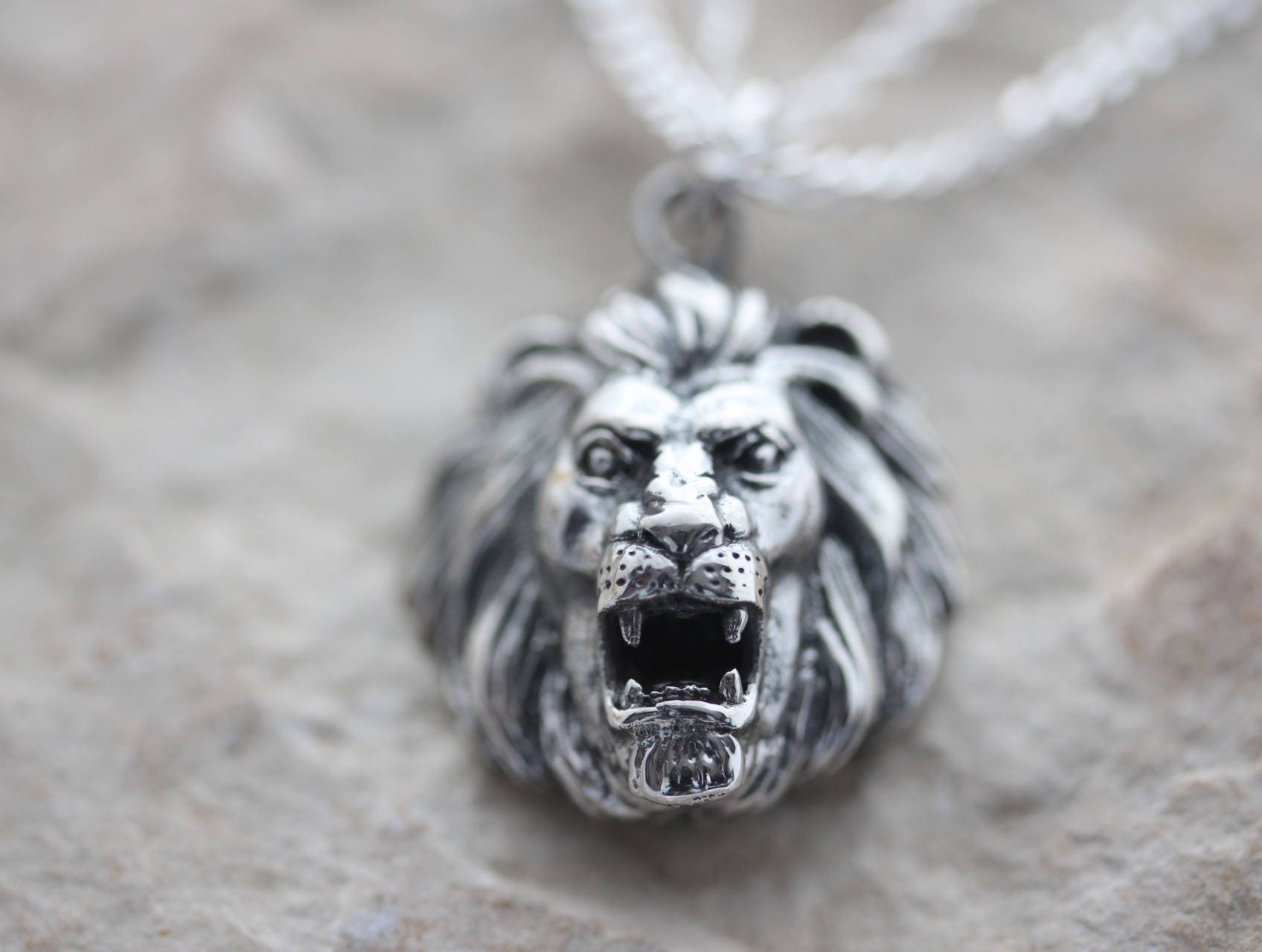 Sterling Silver Lion Head Necklace Sterling Silver Lion Head