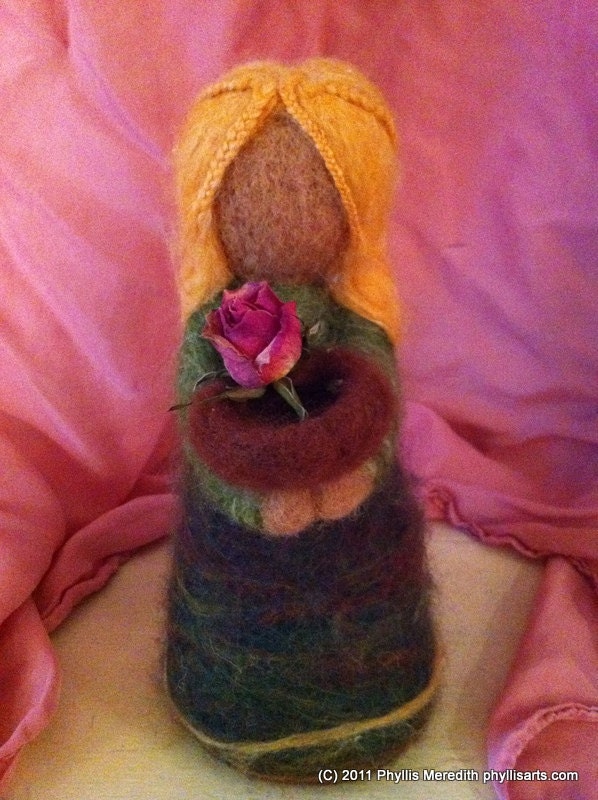 Mother Earth needle felted doll for nature table