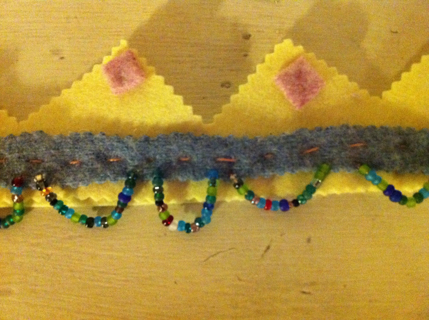 Fancy King or Queen wool crown with glass beads