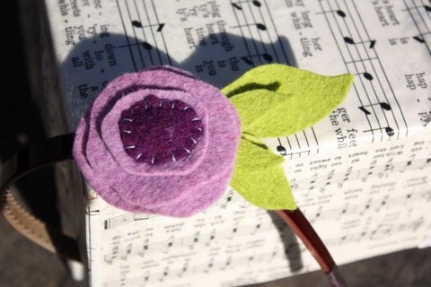 Beautiful purple wool felted rose headband