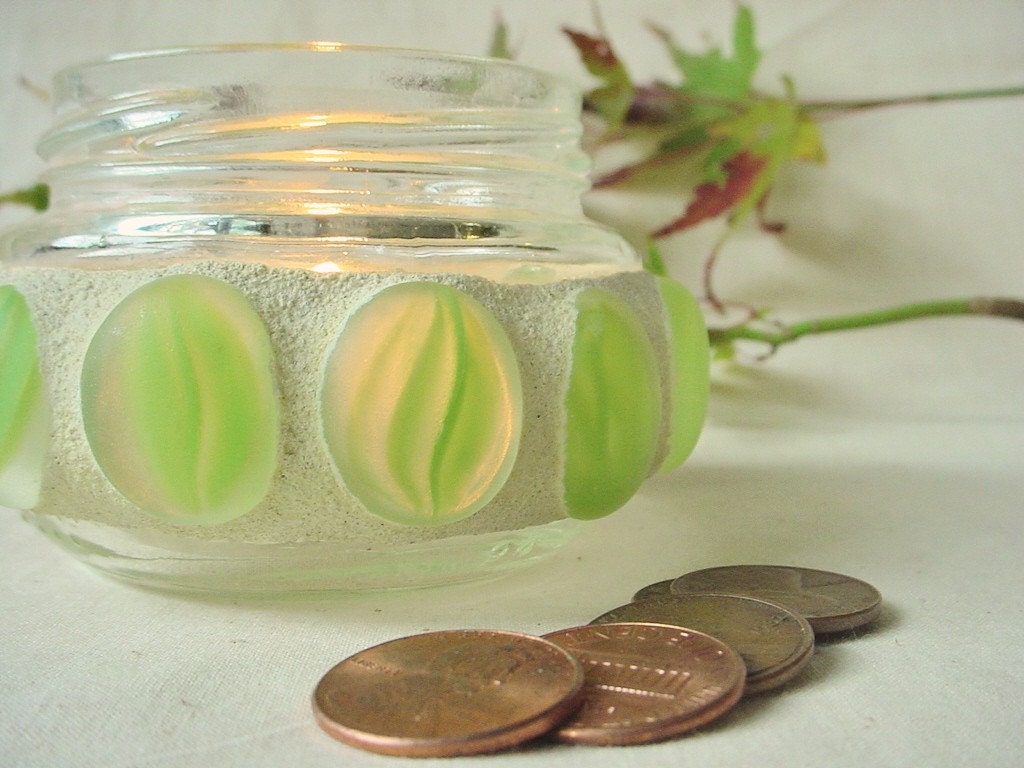 Cat's Eye Sea Glass Tea Light Holder - Free Shipping