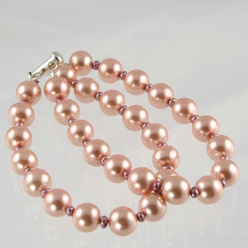 New Lower Price - Handmade Peach Faux Pearl Double Strand Bracelet