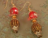 Sunset Red and Firey Copper Beaded Earrings