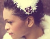 jeweled bridal feather fascinator - one of a kind