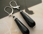 victoria -  faceted onyx and sterling silver earrings