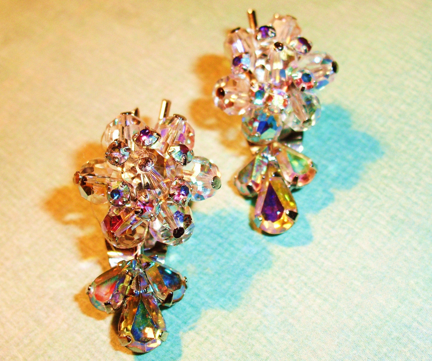 Lovely Original  Vintage Wedding Rhinestone Earrings 70 percent off today