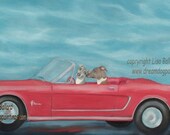 Road Trip - Matted Original Italian Greyhound / Whippet Print