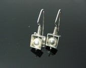 Simple square earrings with sterling beads architecture inspired CYBER MONDAY SALE
