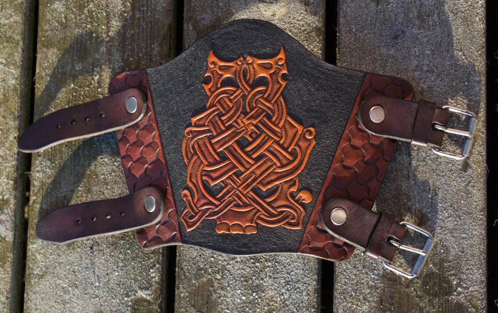 Norse Viking Leather Bracer or Cuff