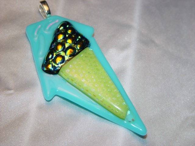 ICE CREAM CONE Fused Glass Dichroic