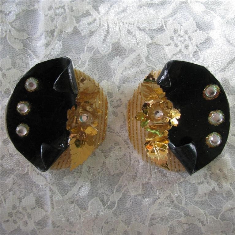 Saints Black and Gold Papier Mache Earrings