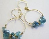 Apatite and Freshwater Pearl cluster wrap hoops