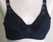 Vintage Black Nylon Lace Bra - 36A