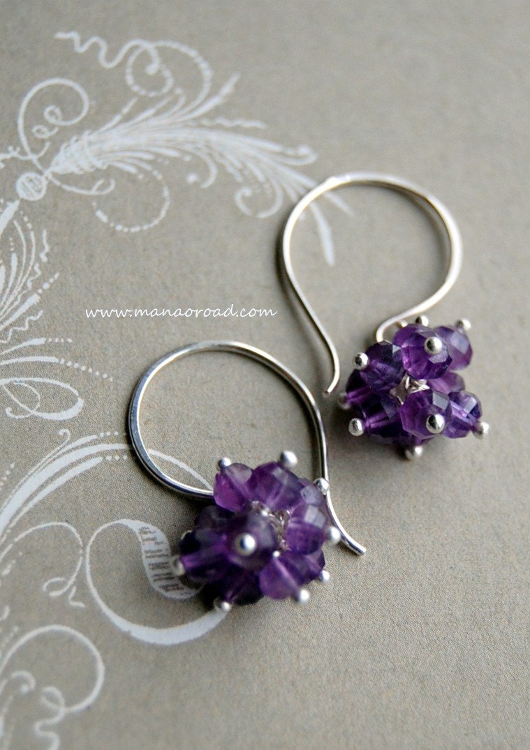 Twinkle Earrings - Faceted Amethysts, Sterling Silver