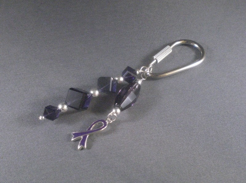 Purple Awareness Keyring- Purple represents ADD, Crohn's disease, Alzheimer's, Pancreatic Cancer, Testicular Cancer, Lupus, Cystic Fibrosis, Fibromyalgia, and other causes.
