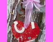 Love me Forever - Heart Ornament - Valentines Day  - Upcycled -  Vintage Recycled License Plate Art - Upcycled Artwork