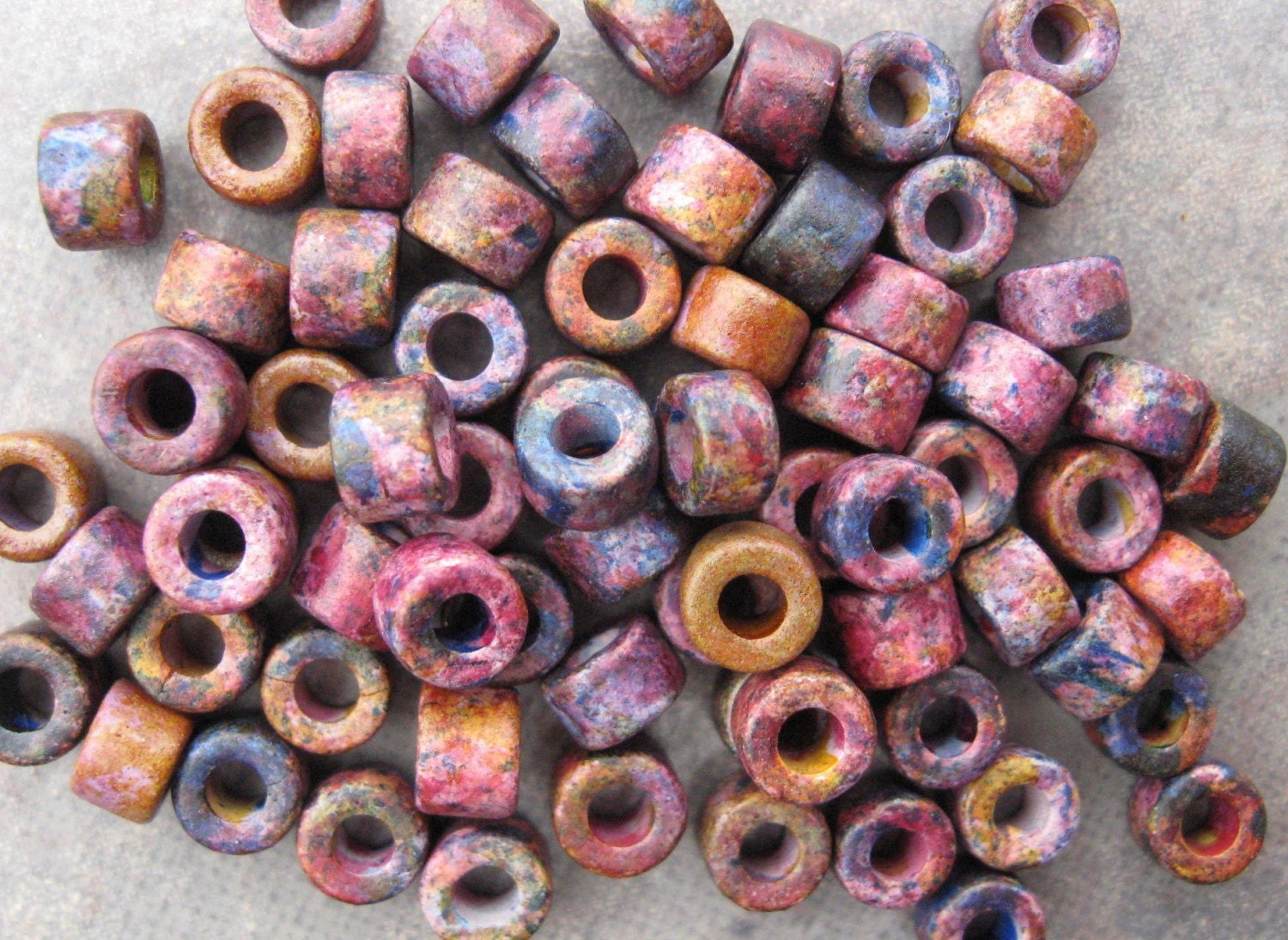 MELITZANIA MINI TUBES 6x4mm Mykonos Greek Ceramic Beads 25