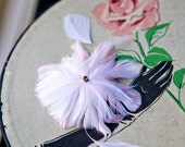 hint of pink feather flower hair fascinator