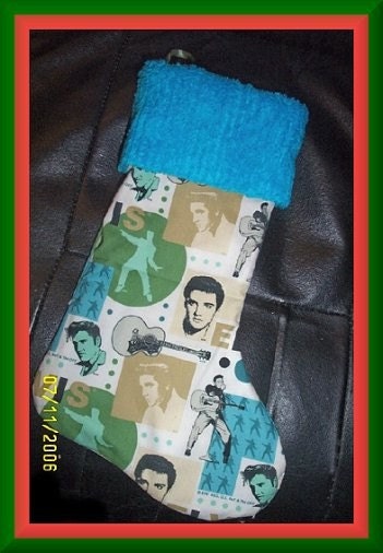 Elvis Presley The King and Chenille Handmade Christmas Stocking FREE US and Canada SHIPPING