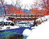 Winter Photography Snow Scene 8x10 Hemlock Creek Bridge Cleveland Metroparks Ohio Landscape Photograph Fine Art Print