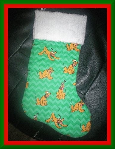 Disney Mickey Mouse Dog Pluto and Chenille Handmade Christmas Stocking with FREE US and Canada  SHIPPING