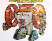 Vintage 1978 MICRONAUTS Microtron Glitter Iron On Transfer TShirt (Mens Small)
