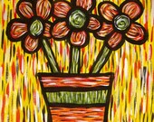 Colorful Flowers Vase Original Pop Art Painting M Collins WWAO