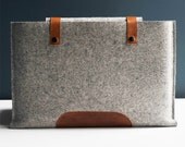 13 Inch MacBook Pro Sleeve - Grey Wool Felt and Brown Leather