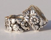 2 European Style Sterling Silver Floral Big Hole Beads