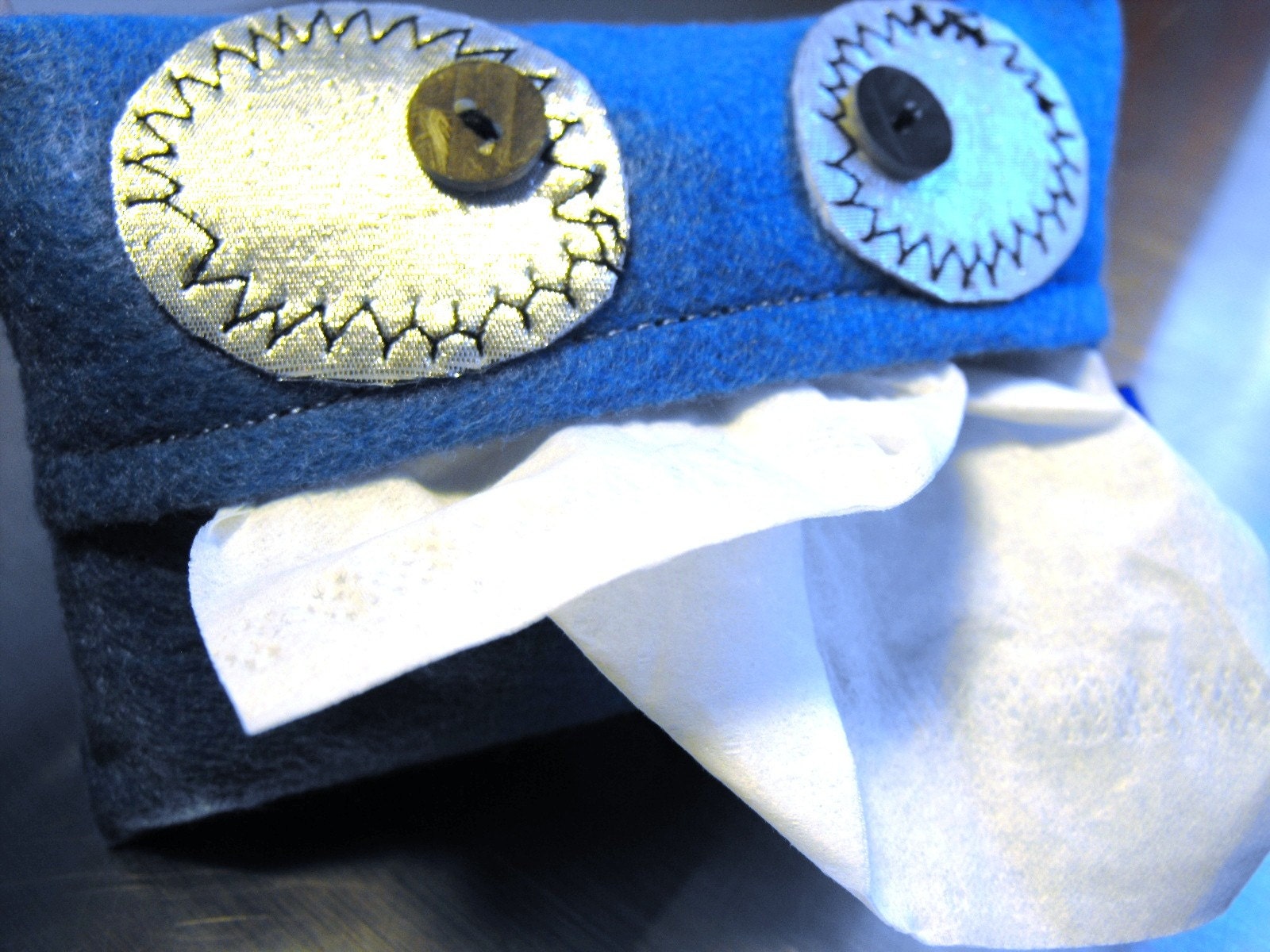 Shiny Blue Tissue Monster - Kleenex Pack Holder /Case - Free Shipping to U.S./Can
