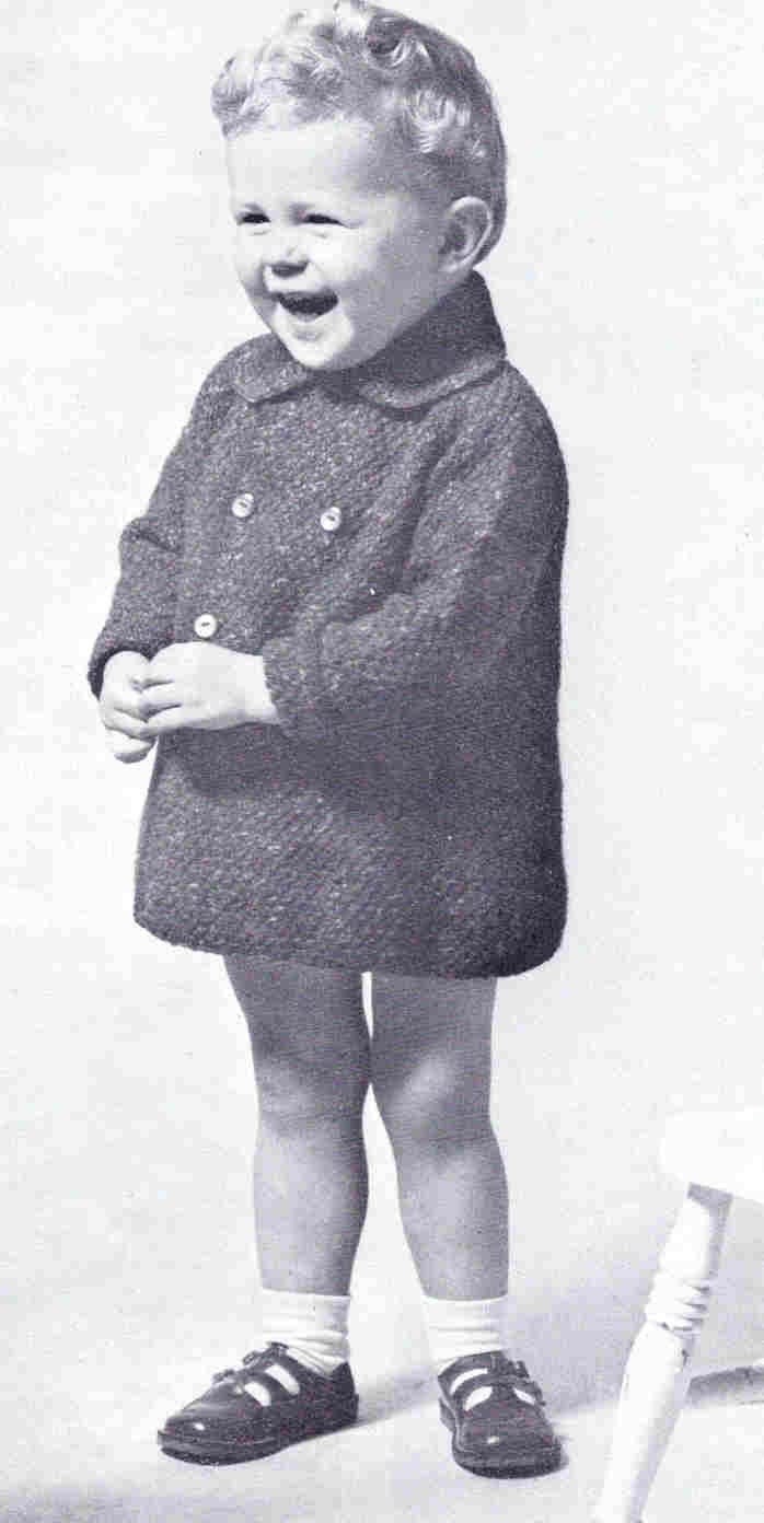 Toddler Knitted Coat  Vintage Knitting Pattern pdf