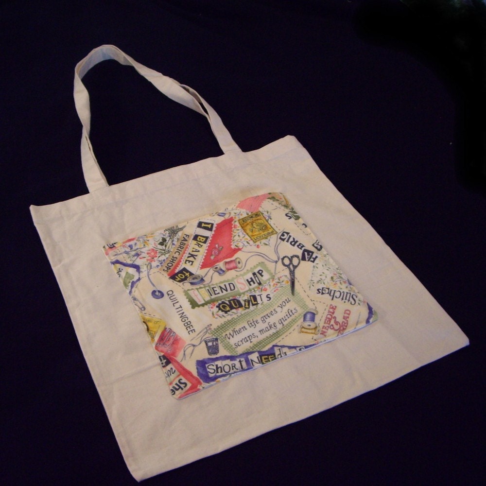 Quilt Lovers Tote Bag with Pocket