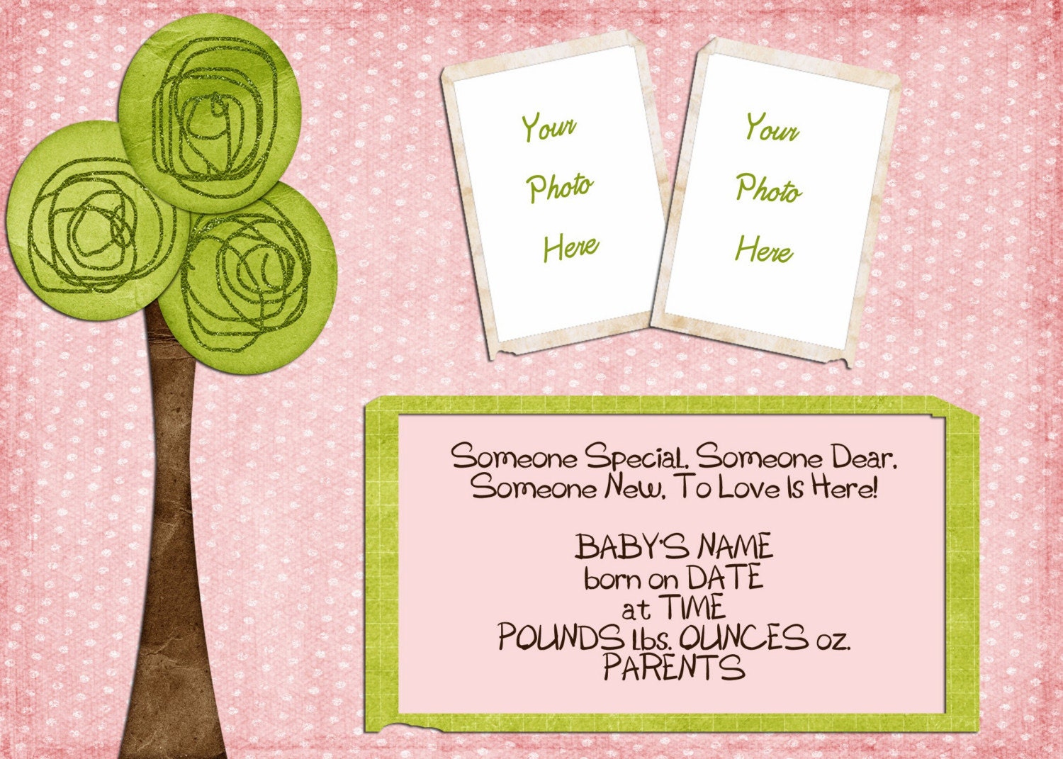Pink and Green Card set of 24