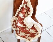 Luxurious minky baby toddler blanket with satin ruffles, trailing cherries