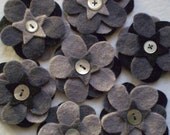 Grey Felt Flower Brooches