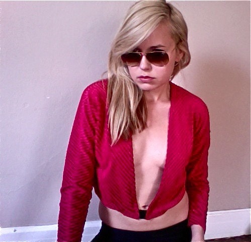 ISABELLA rasberry  ribbed cardigan xs, s