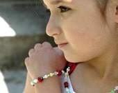 Miss Ladybug - Handmade Custom Boutique Ladybug Necklace and Bracelet Set for Girls