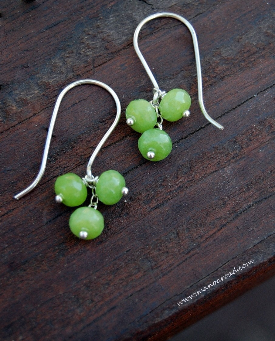 Chartreuse Earrings - Green Jade and Sterling Silver