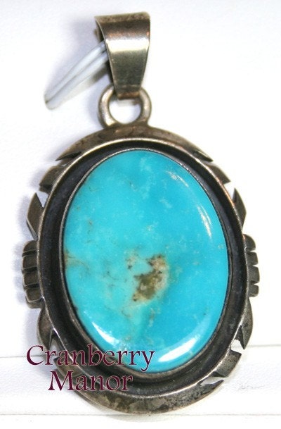 Vintage Sterling Silver Turquoise Southwestern Pendant