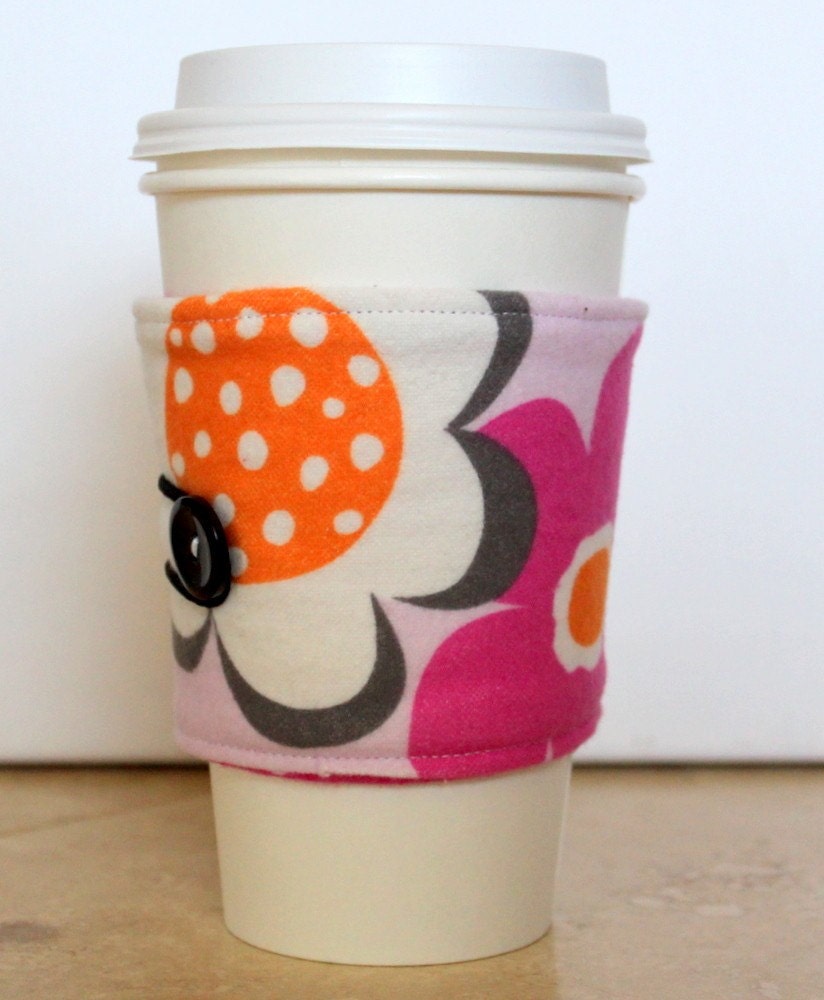 SALE Hot/Cold Cup Sleeve Cotton Candy Reversible Coffee Cozy by Uptown Avenue