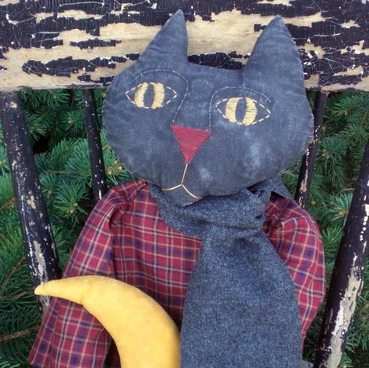 Goodnight Moon Kitty Kat Primitive Cat Doll With Red Dress