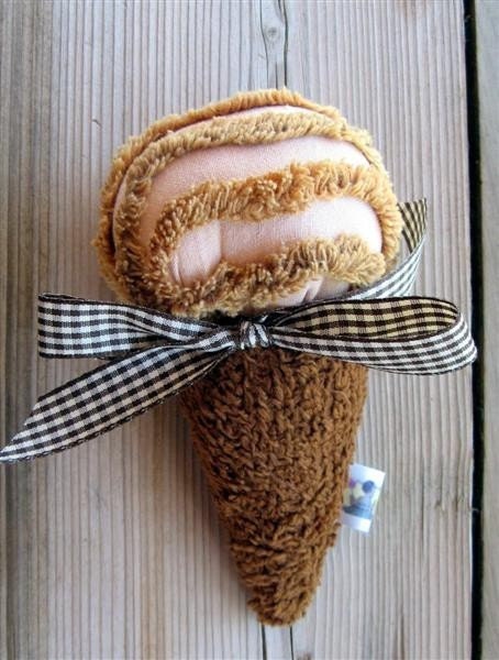 Plush Chocolate Ripple Vintage Chenille Icecream Rattle