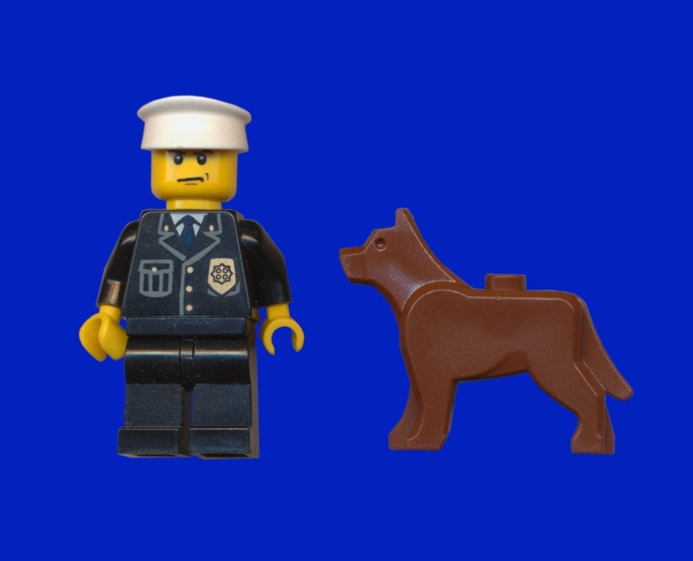 Police officer and dog Lego pins