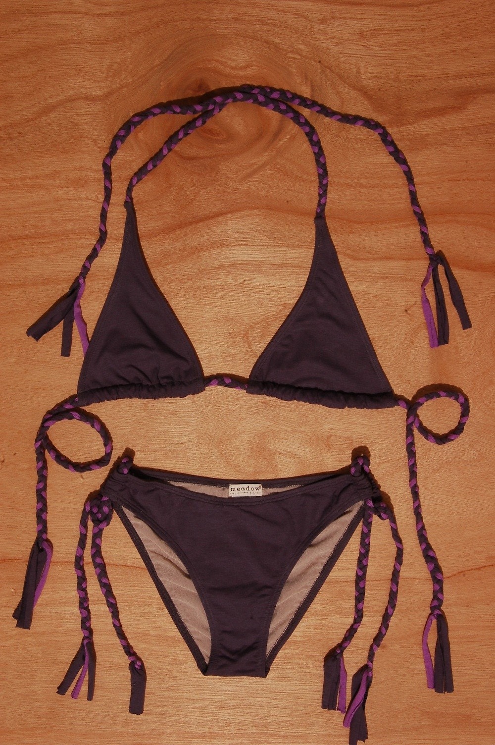 gray braided bikini