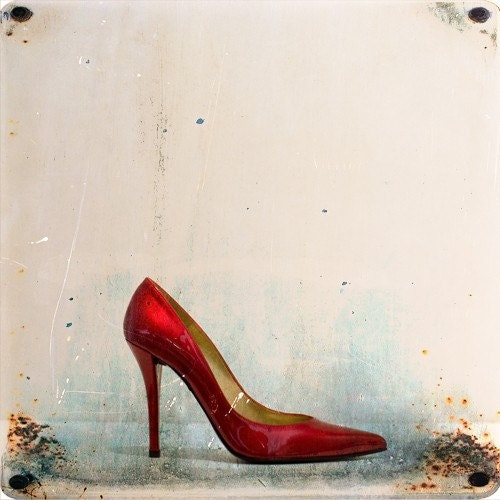 Red Stiletto - sexy red high heels, pumps, stilletos, shoes, 8X8 fine art print