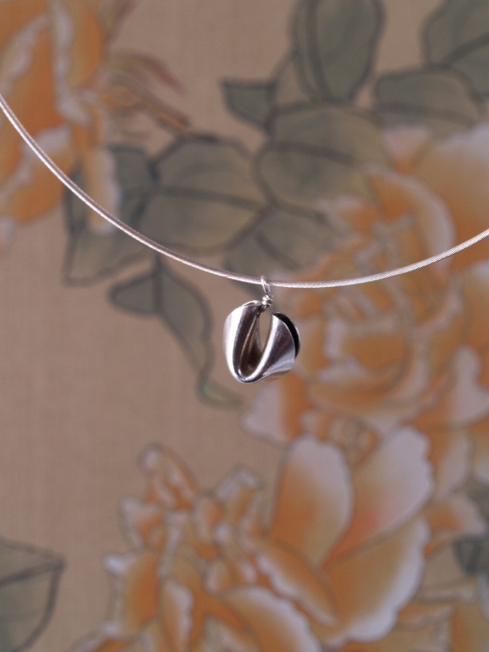 Sterling Fortune Cookie cable necklace