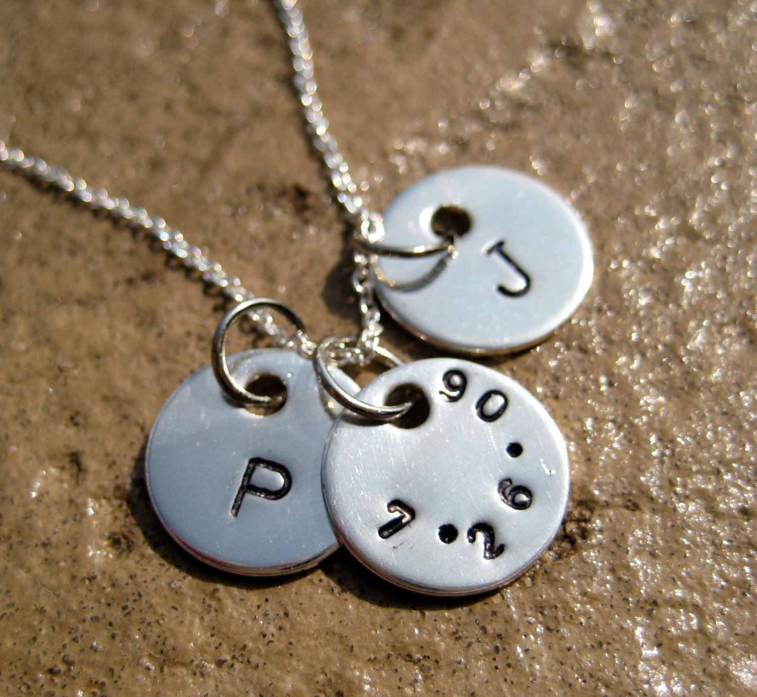 CUSTOM 3 Disk Hand Stamped Initial Necklace