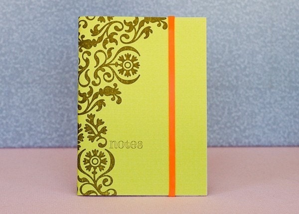Amelie -- Letterpress Journal on chartreuse cover
