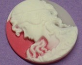 Pendant supplies resin profile cameo pink with white lady figure